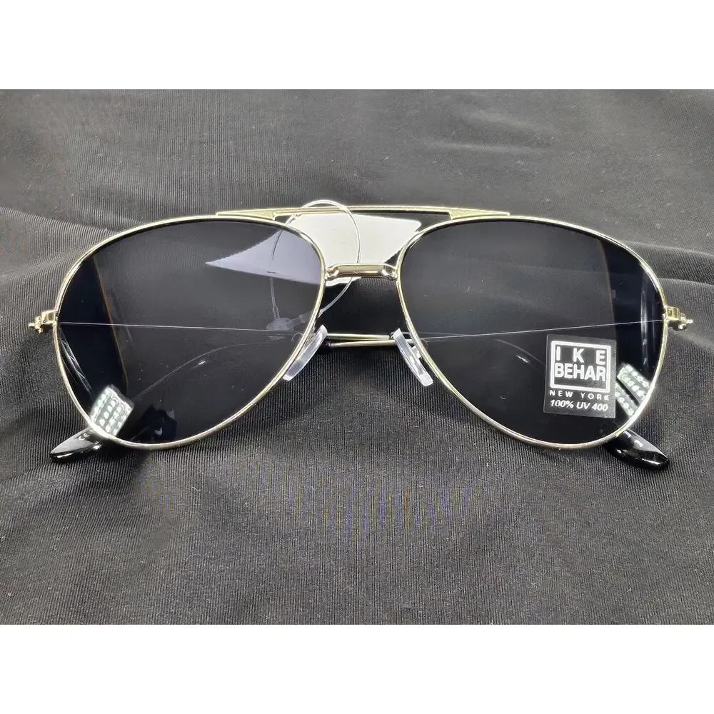 IKE BEHAR NEW YORK MEN’S & WOMEN’S SILVER FRAME SUNGLASSES – UV 400 PROTECTION